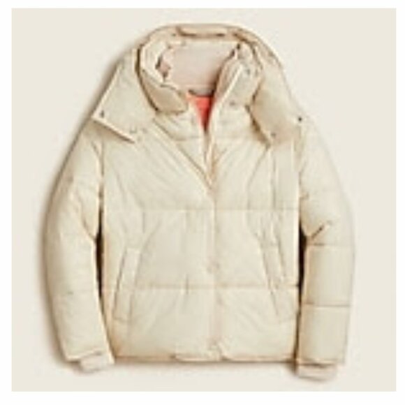 J Crew Flurry Puffer Jacket with PrimaLoft, Size Large, Color Ivory, Womens - Picture 2 of 5